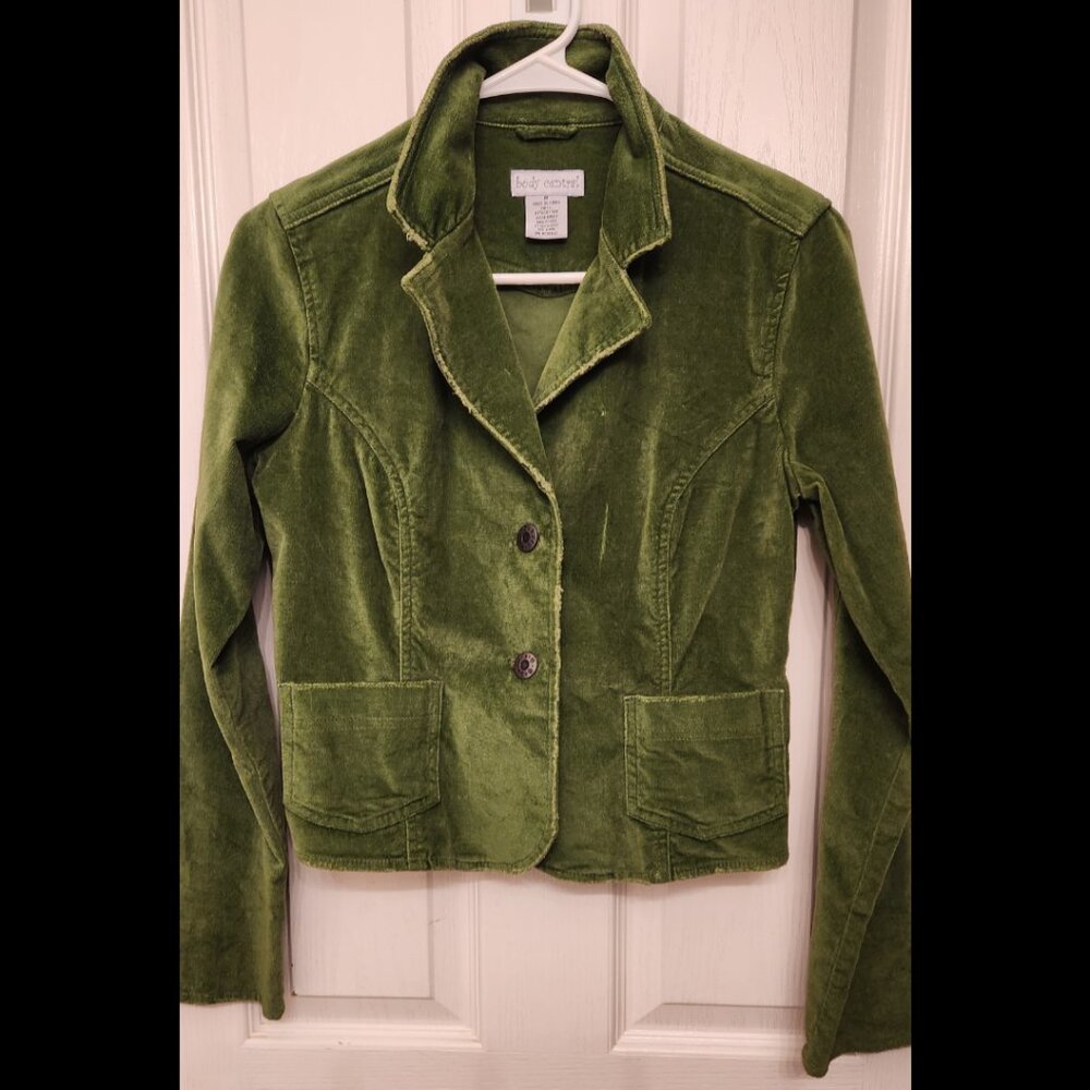 Body Central Lime Green Distressed Velvet Jacket SZ S